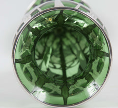 Art Nouveau Alvin Sterling over Green Glass Vase