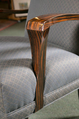 Pair of Upholstered Art Deco Armchairs of Palisander Wood