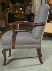 Pair of Upholstered Art Deco Armchairs of Palisander Wood