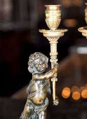 French Bronze Faun Candlesticks