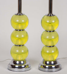 Vintage Pair of Murano Glass Lamps on Chrome Mounts