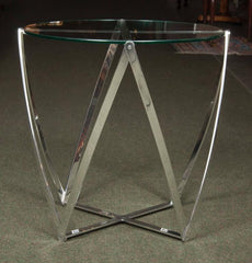 A John Vesey Aluminum & Glass-Top Round Side Table