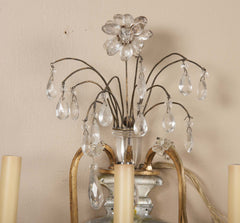 Pair of Gilded Rock Crystal Sconces
