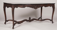 Marble Top Walnut Carved Center Table
