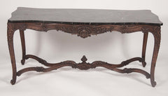 Marble Top Walnut Carved Center Table