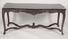 Marble Top Walnut Carved Center Table