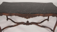 Marble Top Walnut Carved Center Table