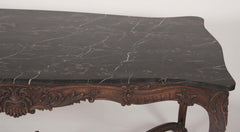 Marble Top Walnut Carved Center Table