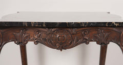 Marble Top Walnut Carved Center Table