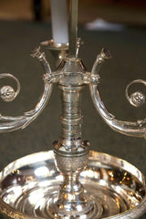 French Silver Plated Bronze Bouillotte Lamp