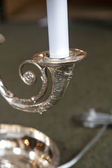 French Silver Plated Bronze Bouillotte Lamp