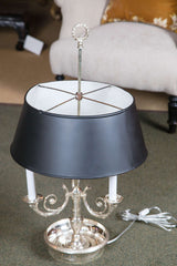 French Silver Plated Bronze Bouillotte Lamp