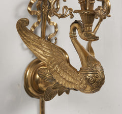 Pair of Gilt Bronze Swan Form Sconces
