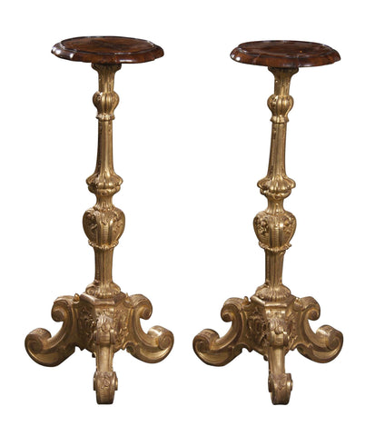 Pair of Baroque Gilded Pedestals
