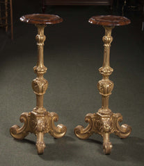 Pair of Baroque Gilded Pedestals