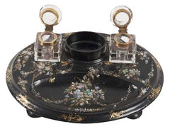 Papier Mache and Mother of Pearl Desk Set