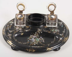 Papier Mache and Mother of Pearl Desk Set