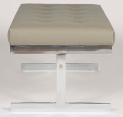 Polished Aluminum Bench with Recent Leather Seat