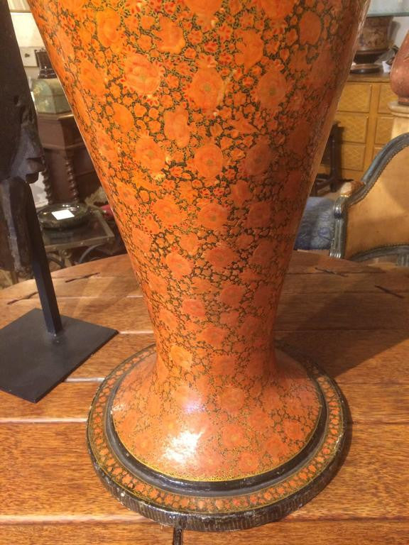 Large Scale Red Lacquer Papier Mache Urn