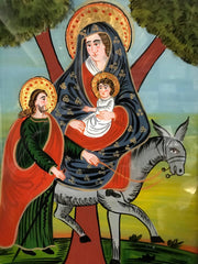 Reverse Glass Painting of The Holy Family, "The Flight to Egypt"