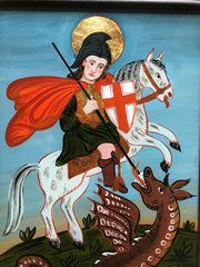 Reverse Glass Painting of Saint George and the Dragon