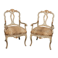 Pair of Italian Painted and Gilt Armchairs