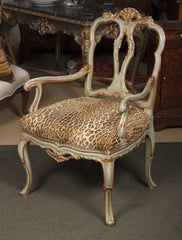 Pair of Italian Painted and Gilt Armchairs