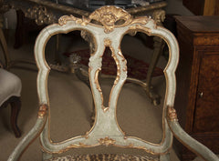 Pair of Italian Painted and Gilt Armchairs