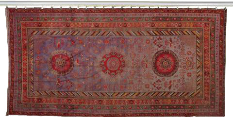 A Large Vibrantly Colored Samarkand Carpet