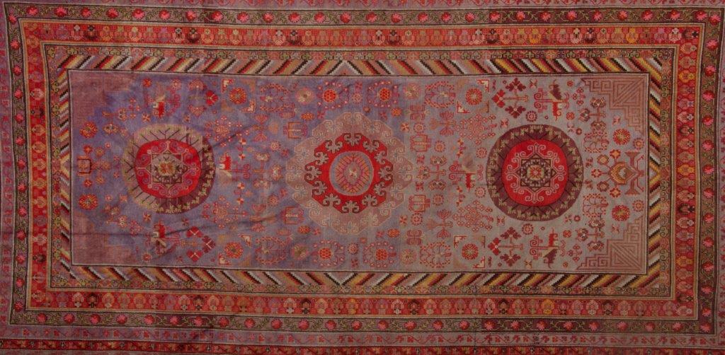 A Large Vibrantly Colored Samarkand Carpet