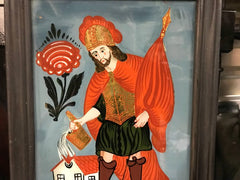 Reverse Glass Painting of Saint Florian, Patron Saint of Firefighters