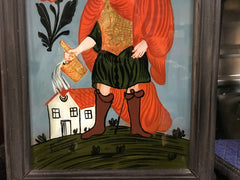 Reverse Glass Painting of Saint Florian, Patron Saint of Firefighters