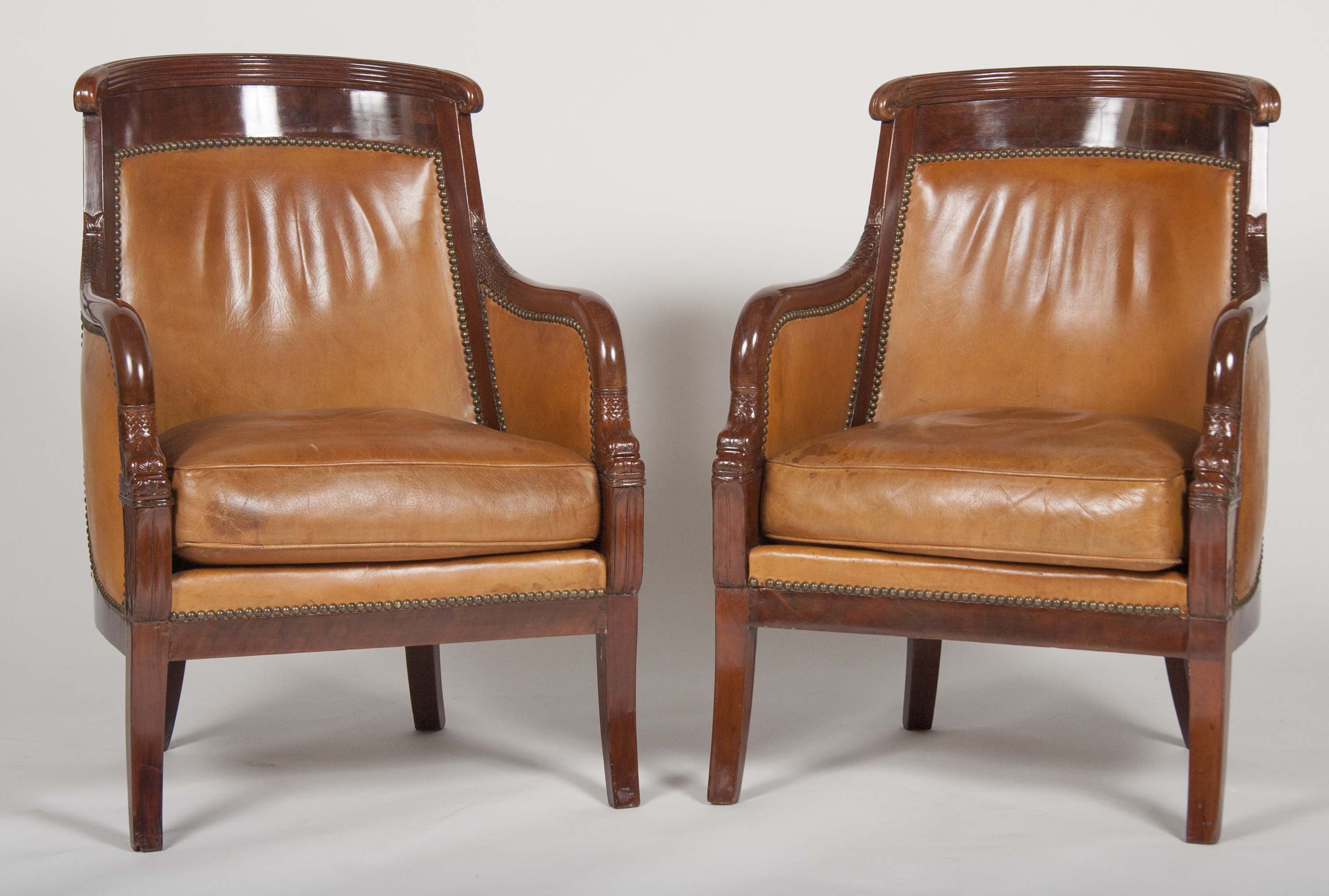 Matched Pair of Mahogany Louis Philippe Bergères