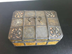 Russian Gilt Iron-Bound Box with Original Key