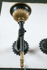 20th Century Venetian Style Bronze and Parcel-Gilt Wood Arm Sconces