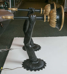 20th Century Venetian Style Bronze and Parcel-Gilt Wood Arm Sconces