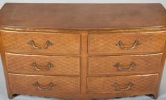 Pair of French Regence Style Leather Commodes