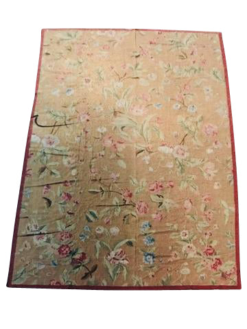 Large Hand Woven Red Aubusson Carpet