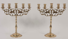 Pair of Five Light Brass Candlesticks