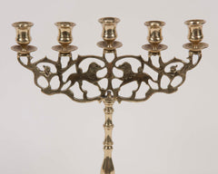 Pair of Five Light Brass Candlesticks