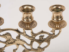 Pair of Five Light Brass Candlesticks