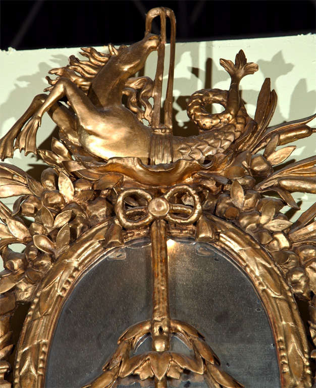 Late 20th Century Italian Gold Giltwood Bow Mirror