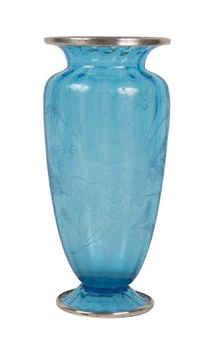 Steuben Blue Cut Crystal Vase