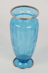 Steuben Blue Cut Crystal Vase