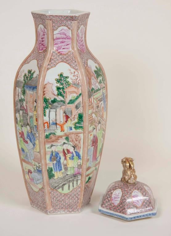 Pair of Large Chinese Export Covered Vases