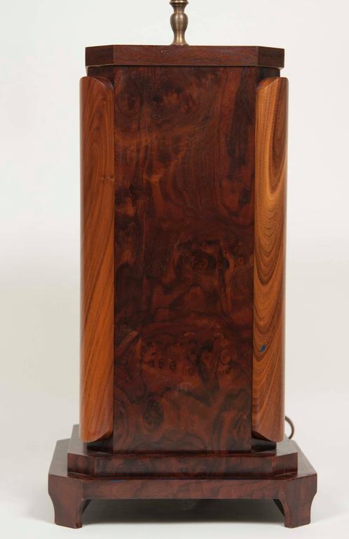 Large Craftsman Burled Mahogany Table Lamp