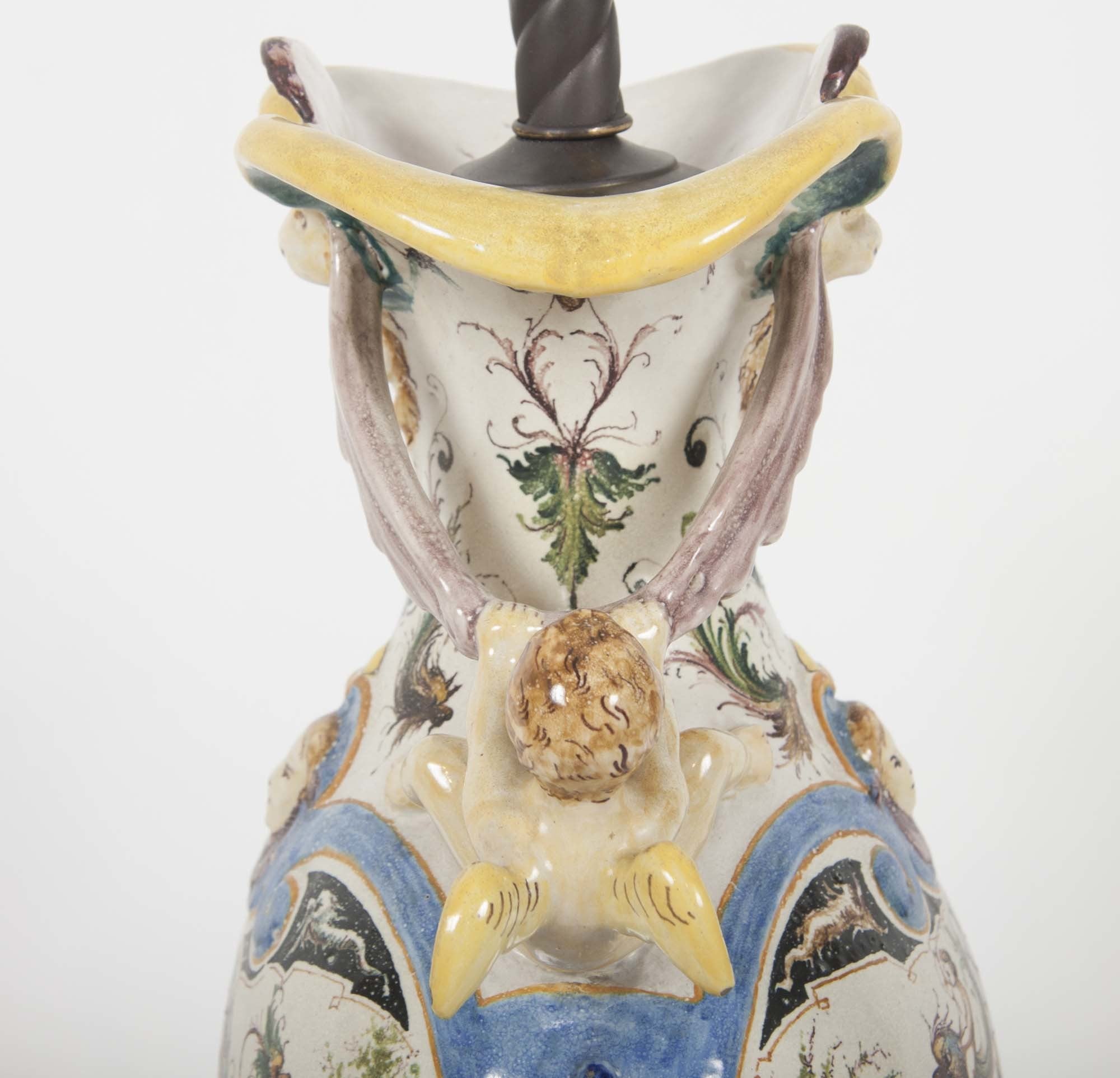 Majolica Vase Mounted as a Lamp
