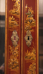 English Scarlet Gilt and Polychrome Japanned Secretary