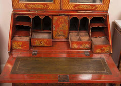 English Scarlet Gilt and Polychrome Japanned Secretary