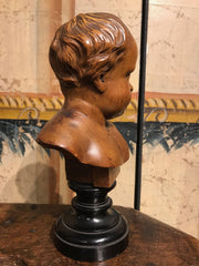 Pair of South German Carved Wood Busts of Putti